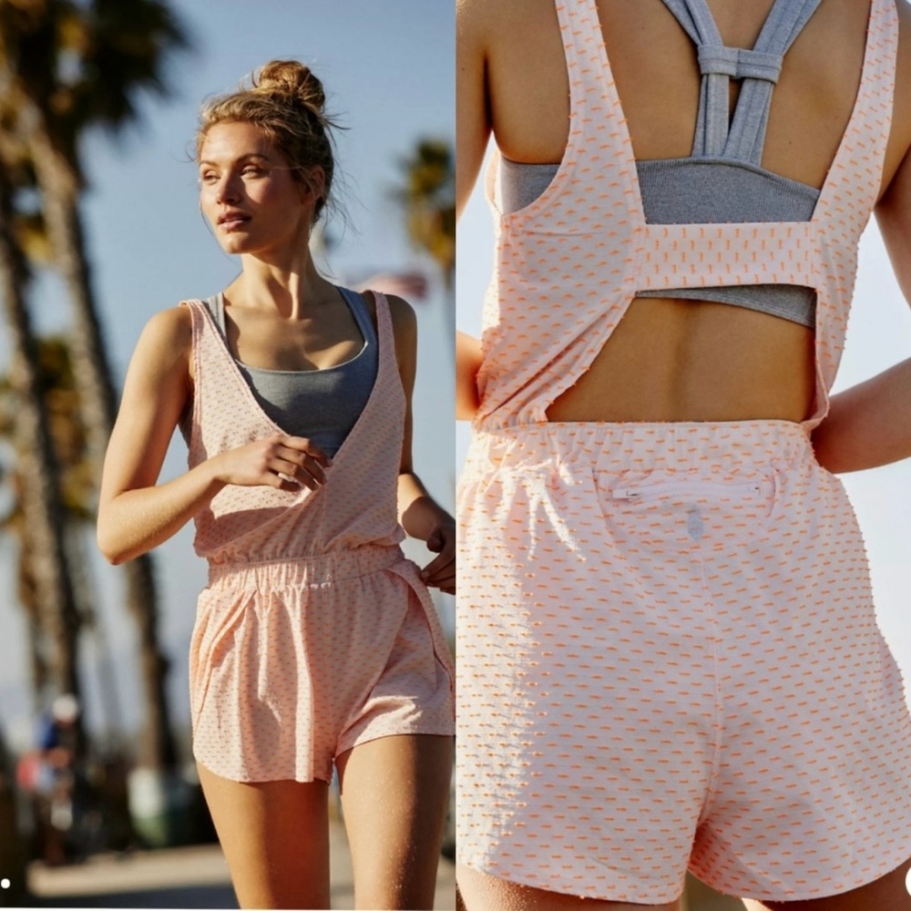 Free People Movement Orange Jog it Off Romper